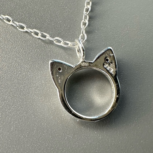 Sterling Silver Cat Ears Pendant Necklace – Cute & Minimalist Jewelry - Picture 5 of 9